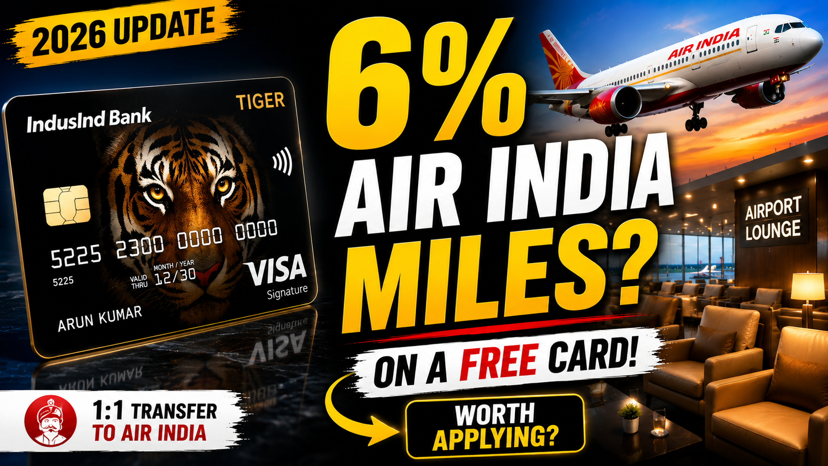 IndusInd Tiger Credit Card Review 2026: Lifetime Free with 6% Air India Miles & Unlimited Lounges