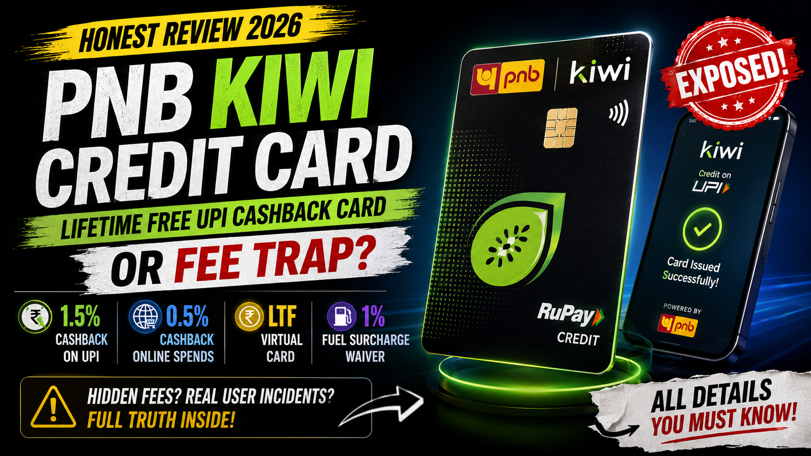 PNB Kiwi Credit Card Honest Review 2026: Lifetime Free UPI Cashback Card or Hidden Fee Trap?