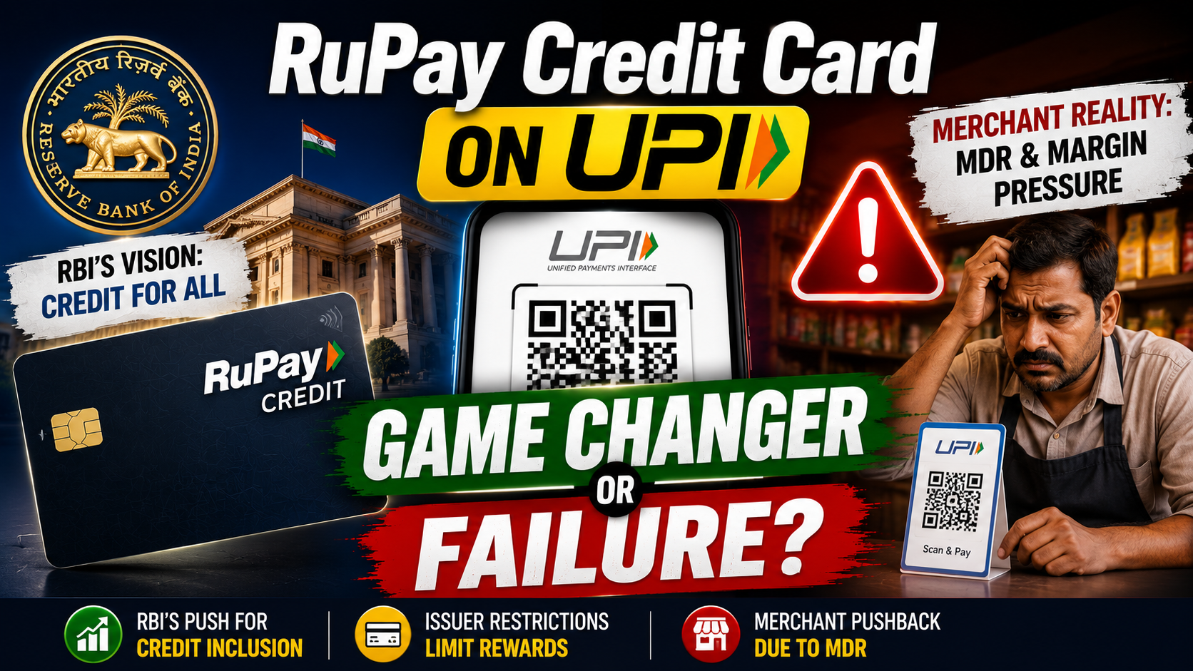 RuPay Credit Cards on UPI: RBI’s Ambitious Push for Credit Inclusion Meets Issuer Caution and Merchant Pushback